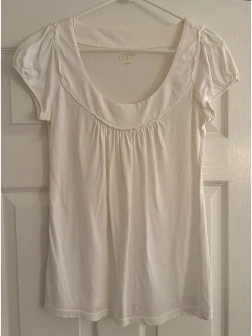 LOFT White Puff Sleeve Blouse